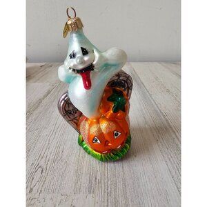 Radko Ghost tombstone pumpkin glass RIP bats ornament glitter Halloween tree Xma